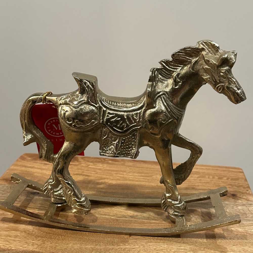 Martha Stewart Metallic Gold Rocking Horse Christmas Decor - Picture 4 of 11